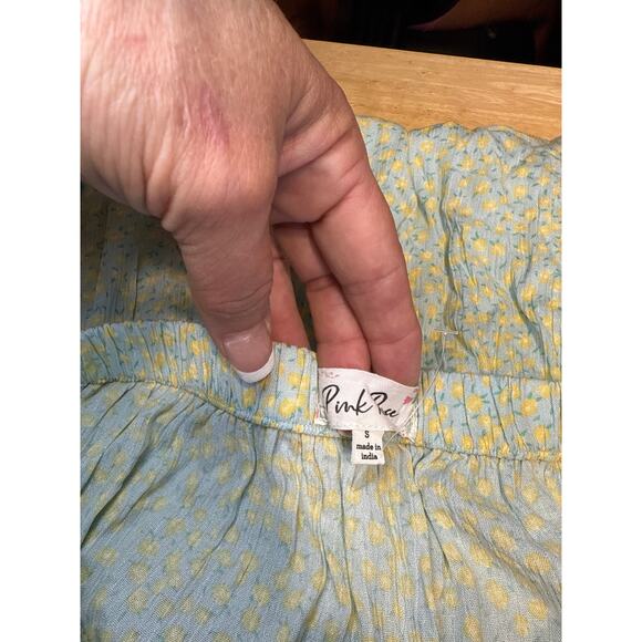 Pink Rose Womens Skirt Teal Small - Picture 2 of 4